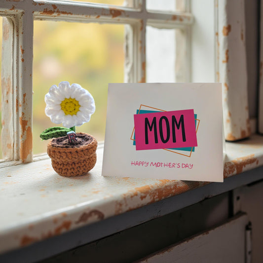 'You Make My Heart Smile 🥰' Handmade Forever Blooming Crochet White Daisy Pot & Custom Initial           (Free card included)